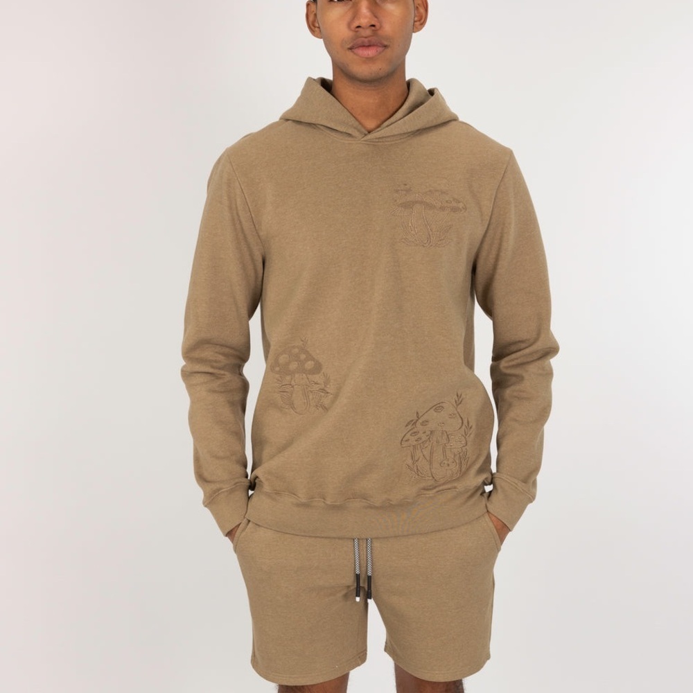 Blind Rooster by Ravelheart Embroidered Front Hoodie Elmwood Mushroom Core M